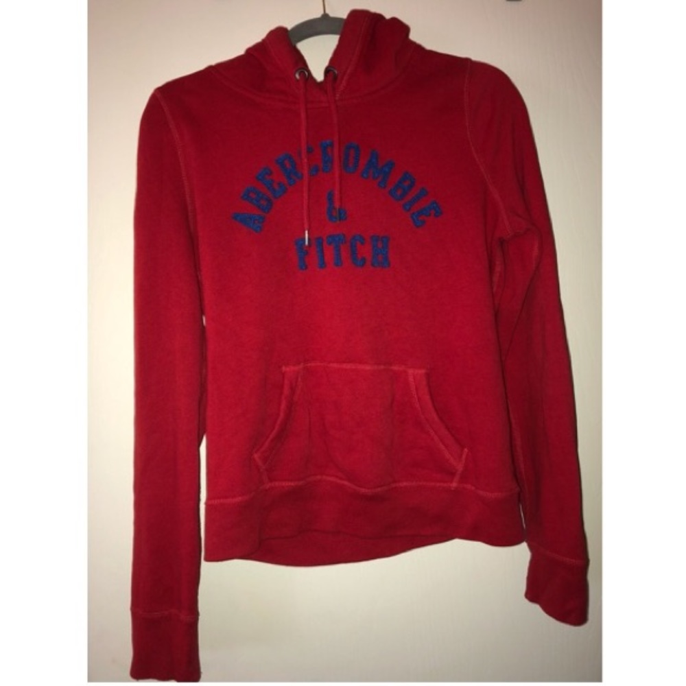 Red w/ blue writing Abercrombie hoodie